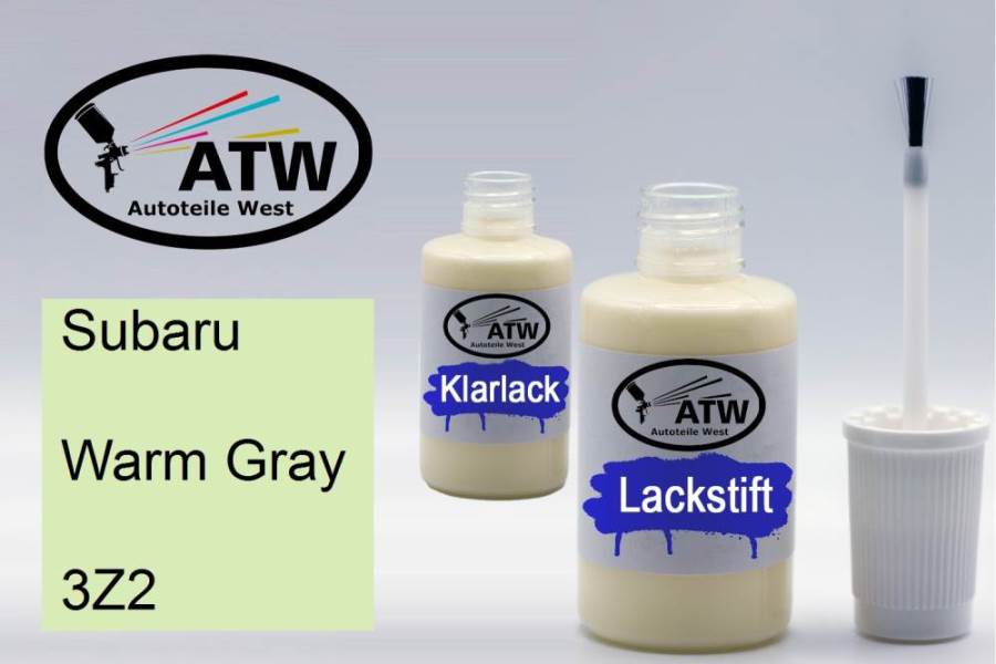 Subaru, Warm Gray, 3Z2: 20ml Lackstift + 20ml Klarlack - Set, von ATW Autoteile West.